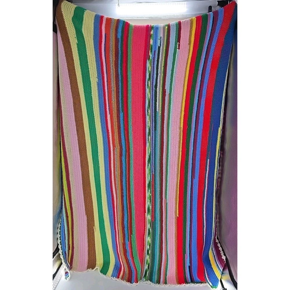 Huge‎ Handmade Crochet Throw Chevron Afghan Cottagecore 80x60 Blanket - Colors!